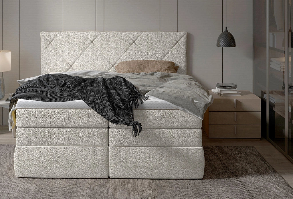LUNGO – Lit Coffre Box Spring avec Matelas Bonnell
