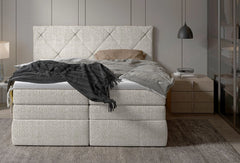 LUNGO – Lit Coffre Box Spring avec Matelas Bonnell