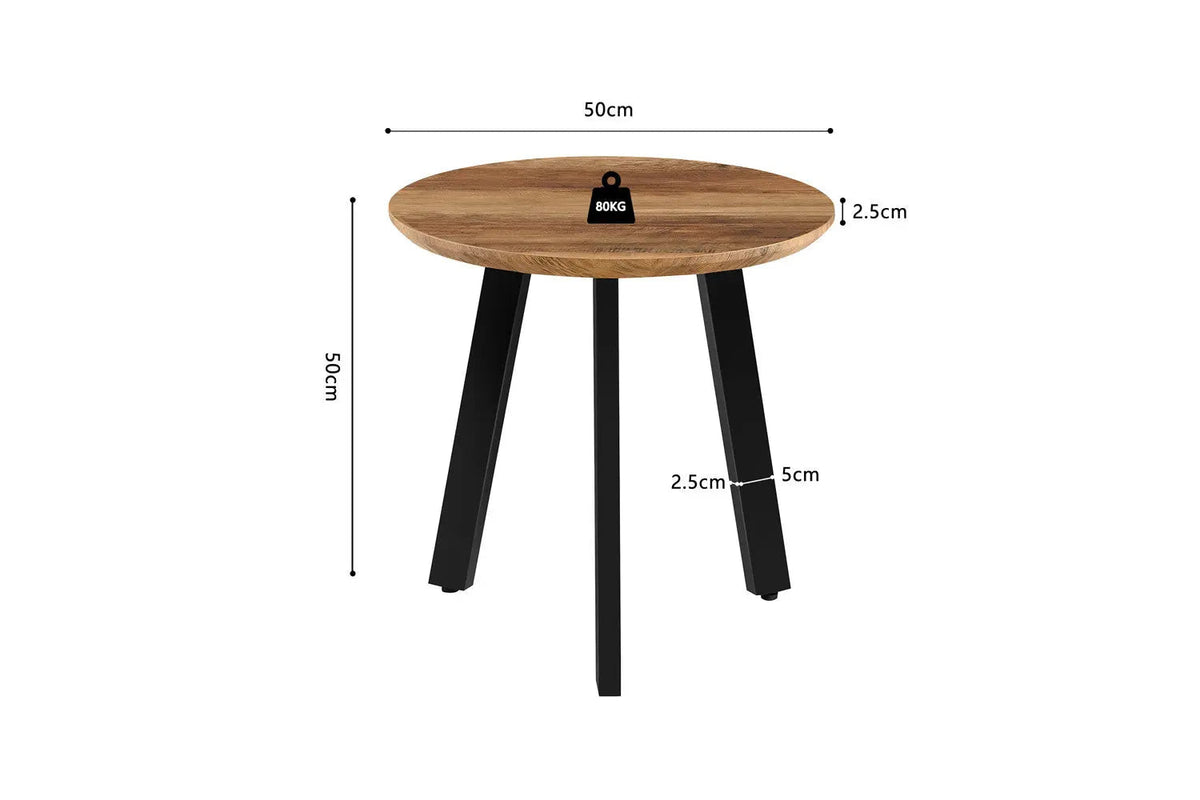 Lot de 2 Tables basses Rondes Effet Mango AYLEN - 45-50 x 80-50 cm