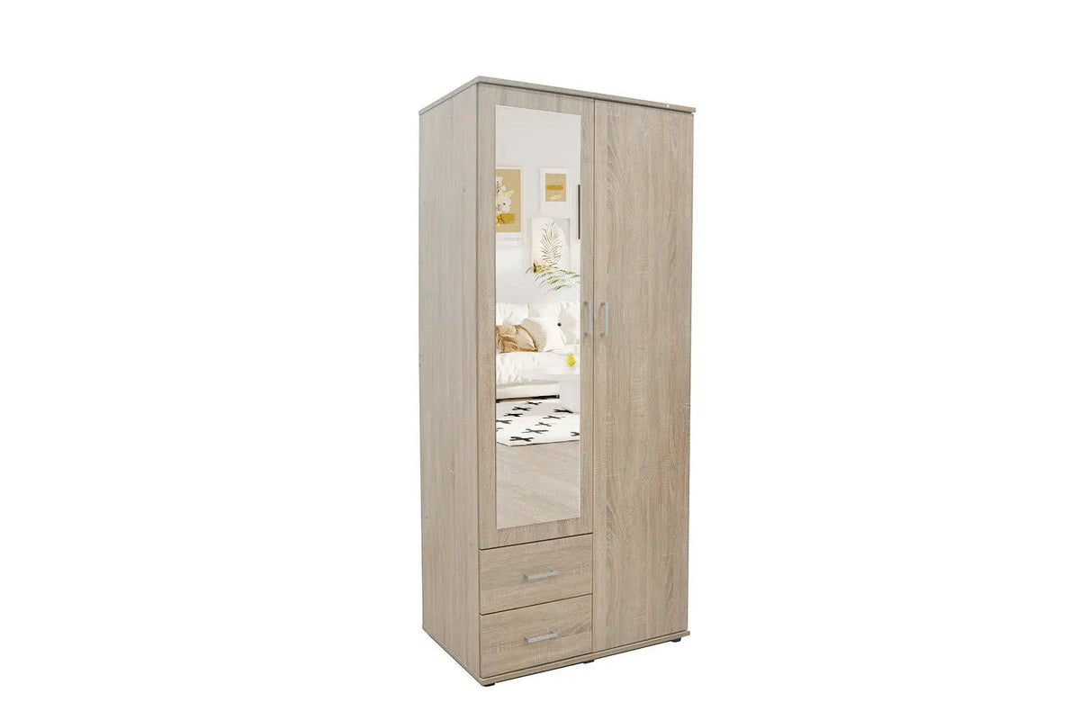 Armoire 2 portes avec miroir MARCO - 80 cm