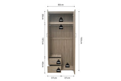 Armoire 2 portes avec miroir MARCO - 80 cm