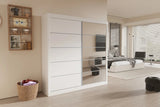 Armoire 2 portes coulissante avec porte miroir MIKA blanc - 182.5 cm