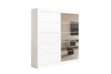 Armoire 2 portes coulissante avec porte miroir MIKA blanc - 182.5 cm