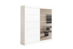 Armoire 2 portes coulissante avec porte miroir MIKA blanc - 182.5 cm