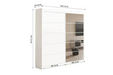 Armoire 2 portes coulissante avec porte miroir MIKA blanc - 182.5 cm