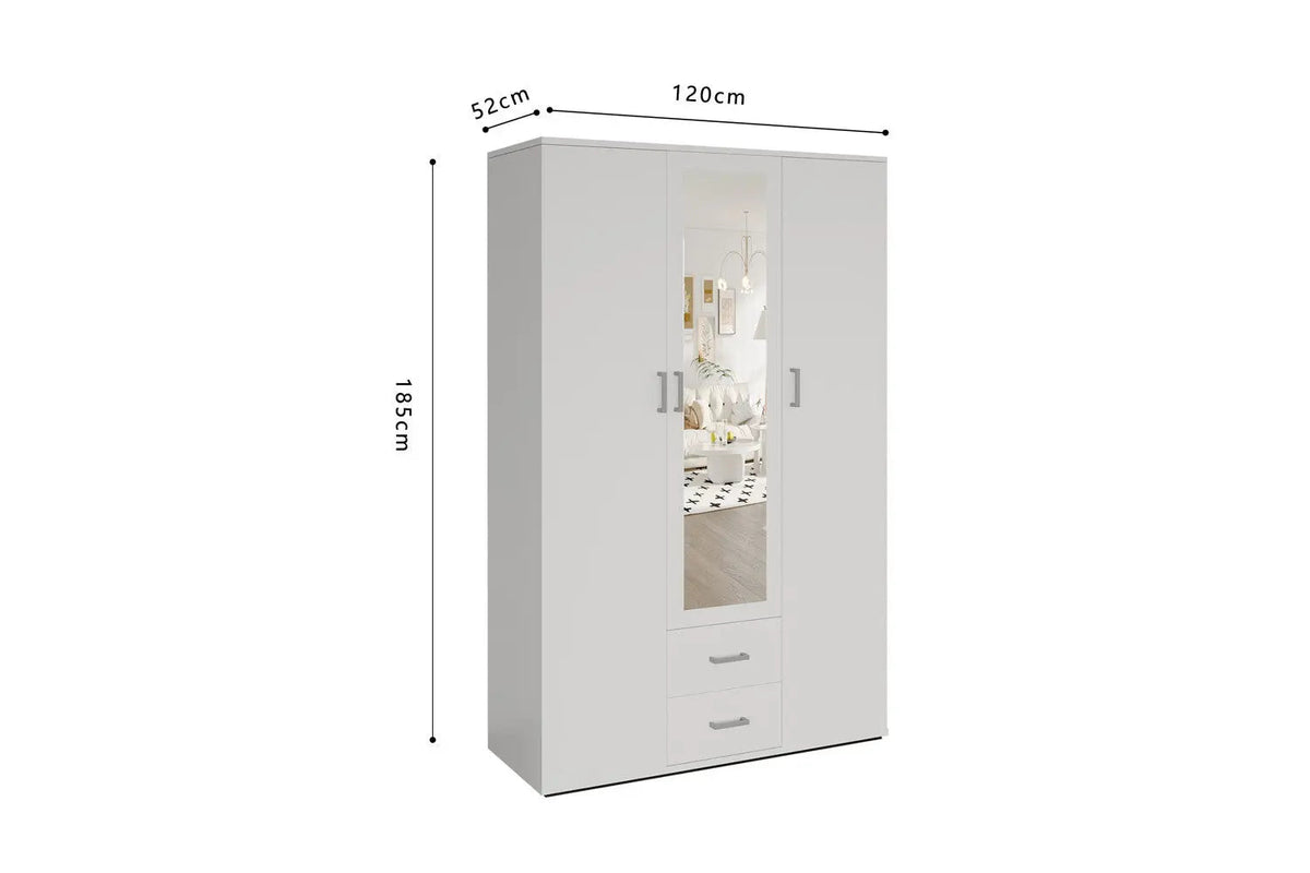 Armoire 3 portes avec miroir MARCO - 120 cm