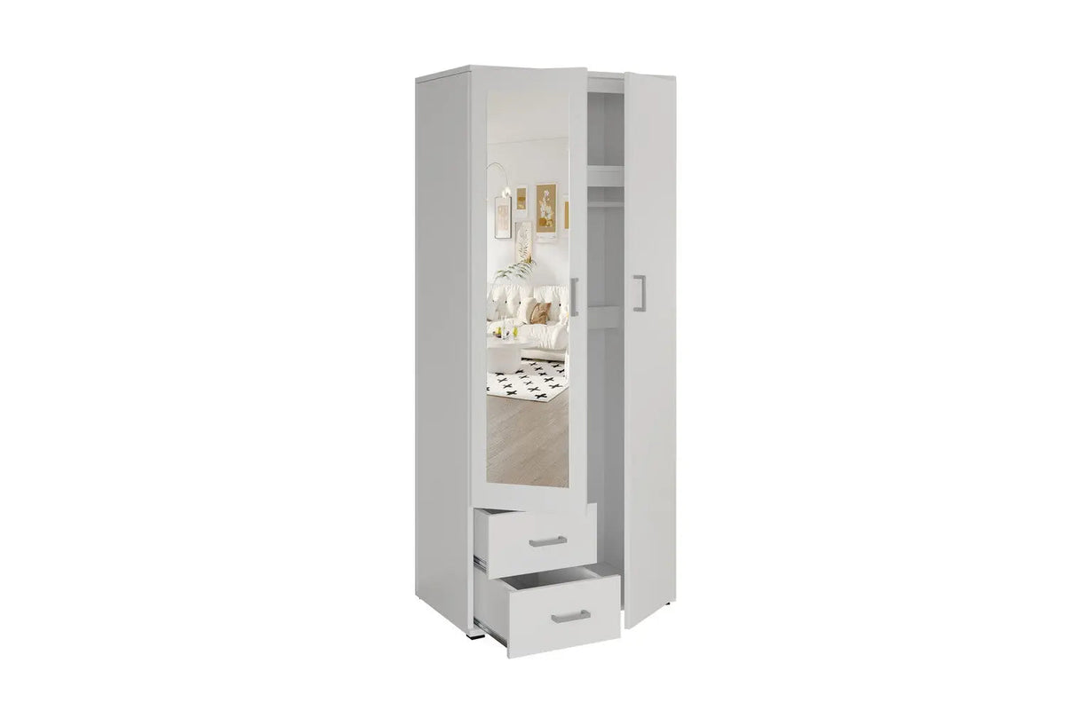 Armoire 2 portes avec miroir MARCO - 80 cm