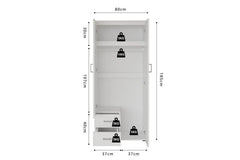 Armoire 2 portes avec miroir MARCO - 80 cm