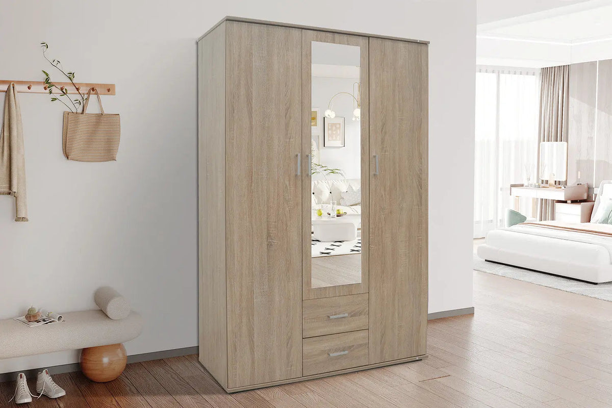 Armoire 3 portes avec miroir MARCO - 120 cm