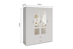 Armoire 4 portes avec 2 miroirs MARCO - 160 cm
