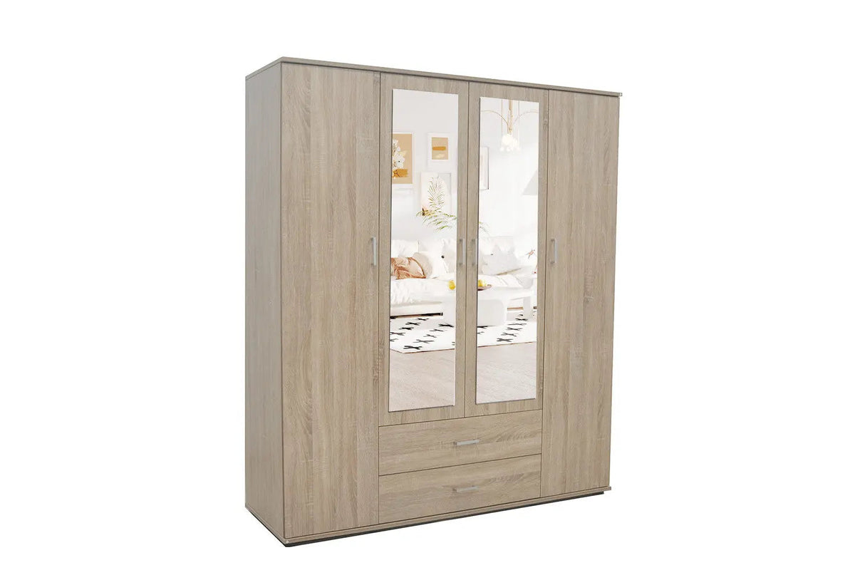 Armoire 4 portes avec 2 miroirs MARCO - 160 cm