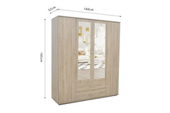 Armoire 4 portes avec 2 miroirs MARCO - 160 cm
