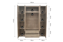 Armoire 4 portes avec 2 miroirs MARCO - 160 cm