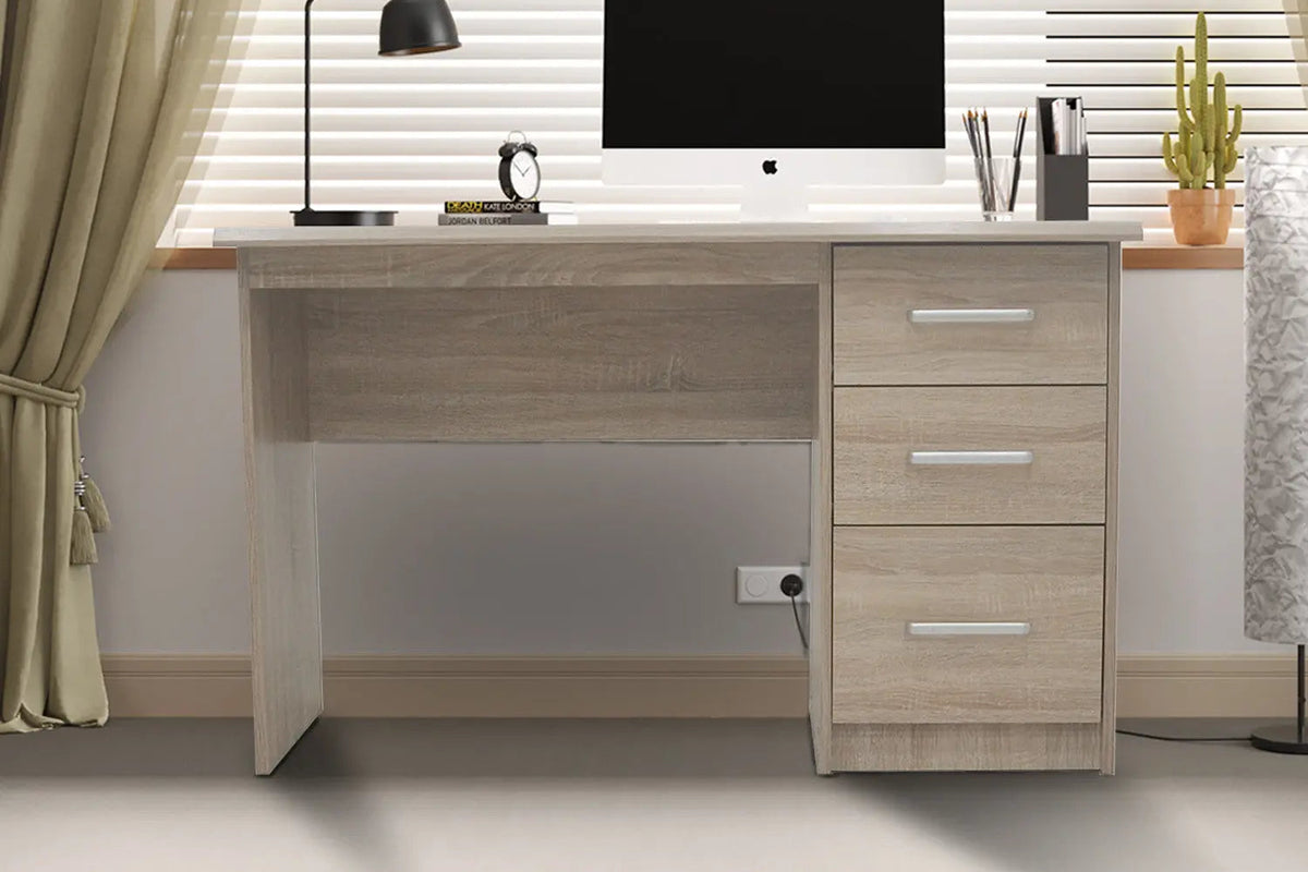 Bureau MATIS 3 tiroirs en MDF - Bureau droit 121 x 60 cm