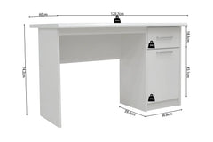 Bureau MILO 1 tiroir 1 porte en MDF - Bureau droit 121 x 60 cm