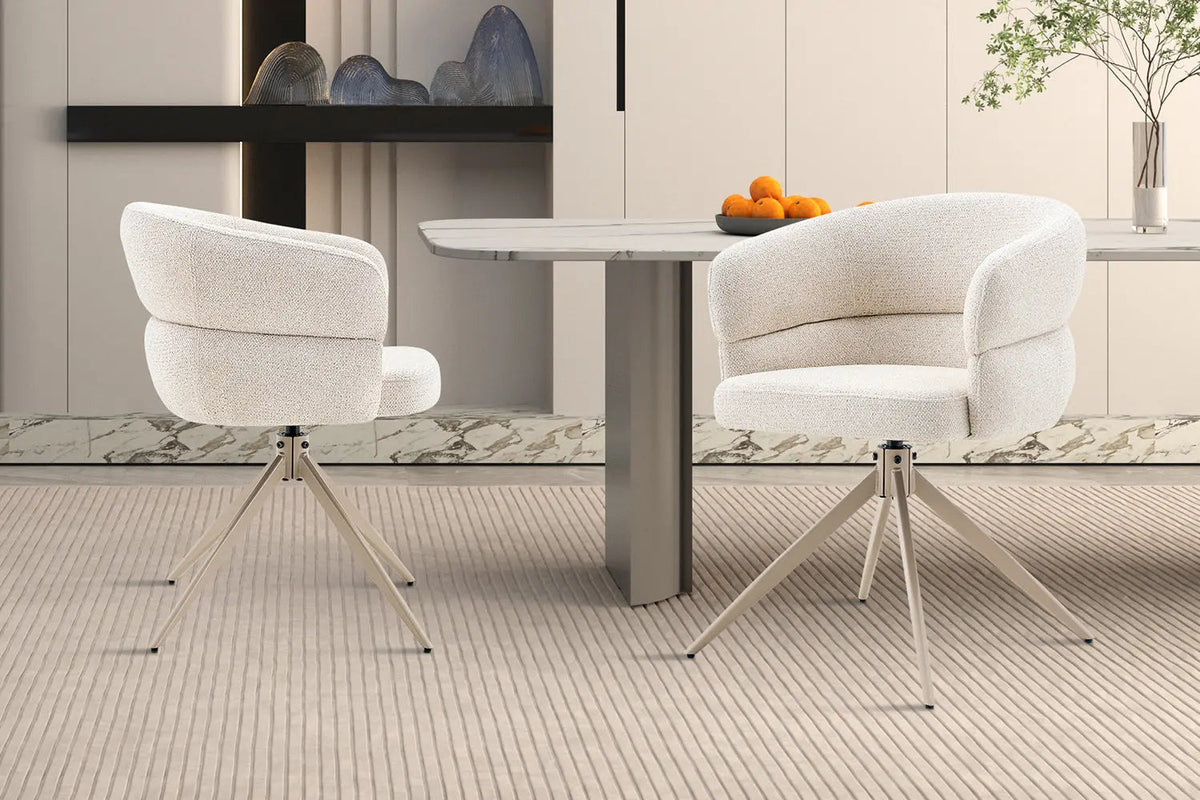 Chaise Pivotante avec Accoudoirs LEONY en Tissu - 61 x 61 cm
