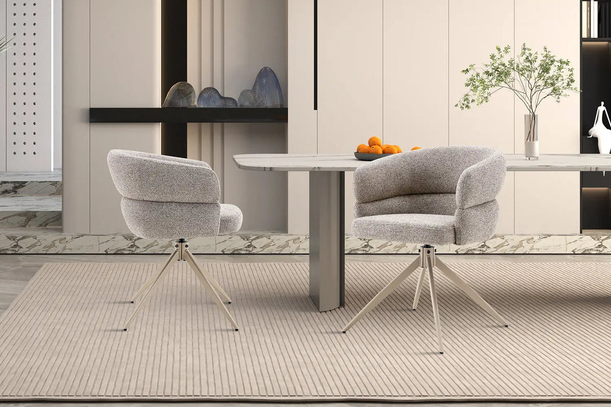 Chaise Pivotante avec Accoudoirs LEONY en Tissu - 61 x 61 cm