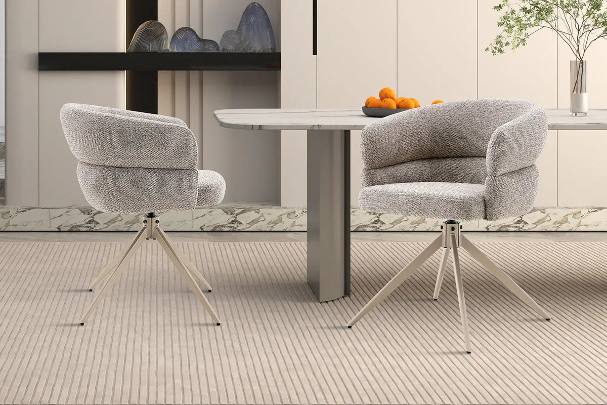 Chaise Pivotante avec Accoudoirs LEONY en Tissu - 61 x 61 cm