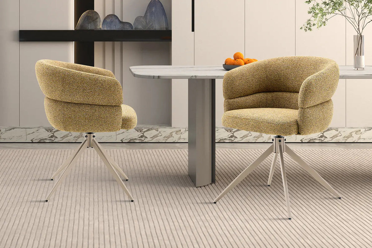 Chaise Pivotante avec Accoudoirs LEONY en Tissu - 61 x 61 cm