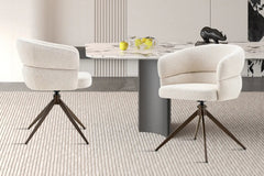 Chaise Pivotante avec Accoudoirs LEONY en Tissu - 61 x 61 cm