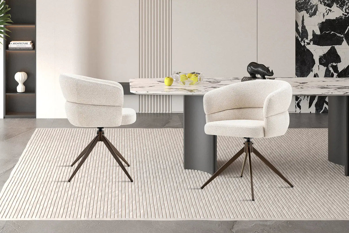 Chaise Pivotante avec Accoudoirs LEONY en Tissu - 61 x 61 cm