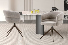 Chaise Pivotante avec Accoudoirs LEONY en Tissu - 61 x 61 cm