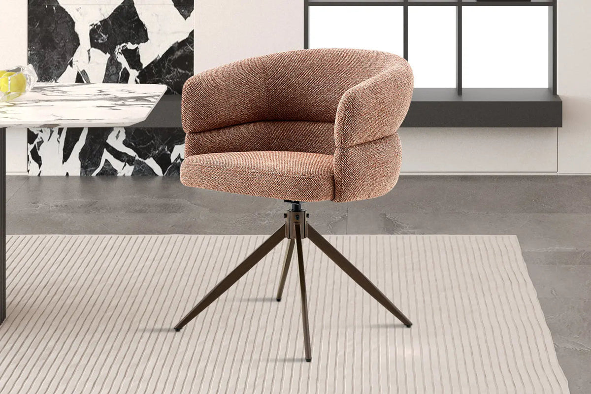 Chaise Pivotante avec Accoudoirs LEONY en Tissu - 61 x 61 cm
