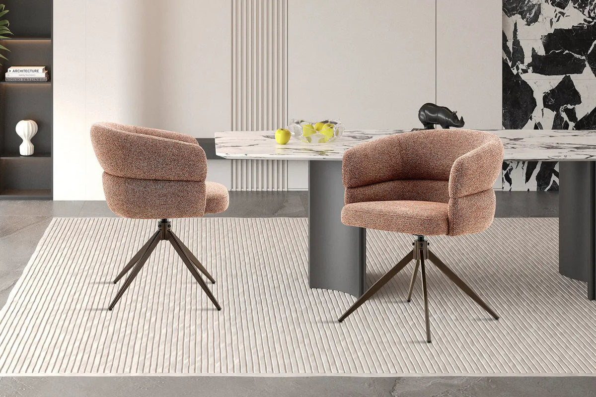 Chaise Pivotante avec Accoudoirs LEONY en Tissu - 61 x 61 cm