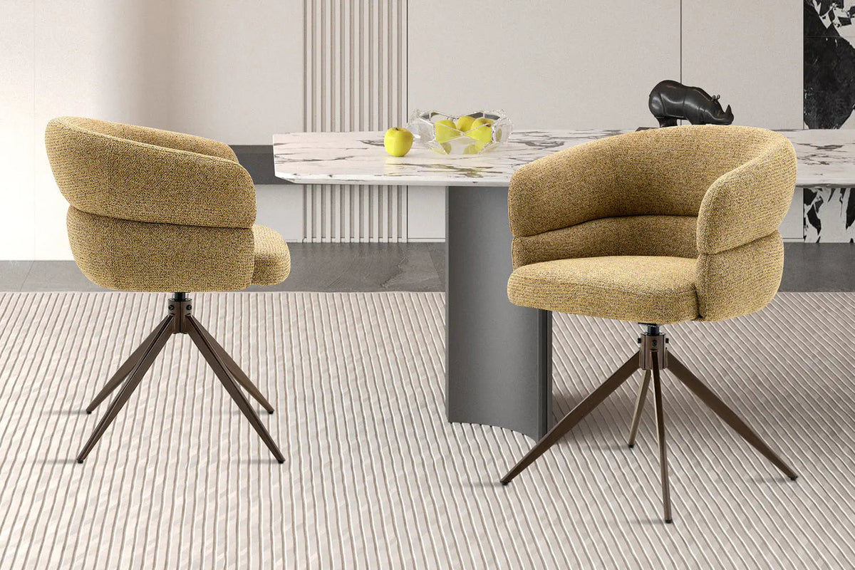 Chaise Pivotante avec Accoudoirs LEONY en Tissu - 61 x 61 cm