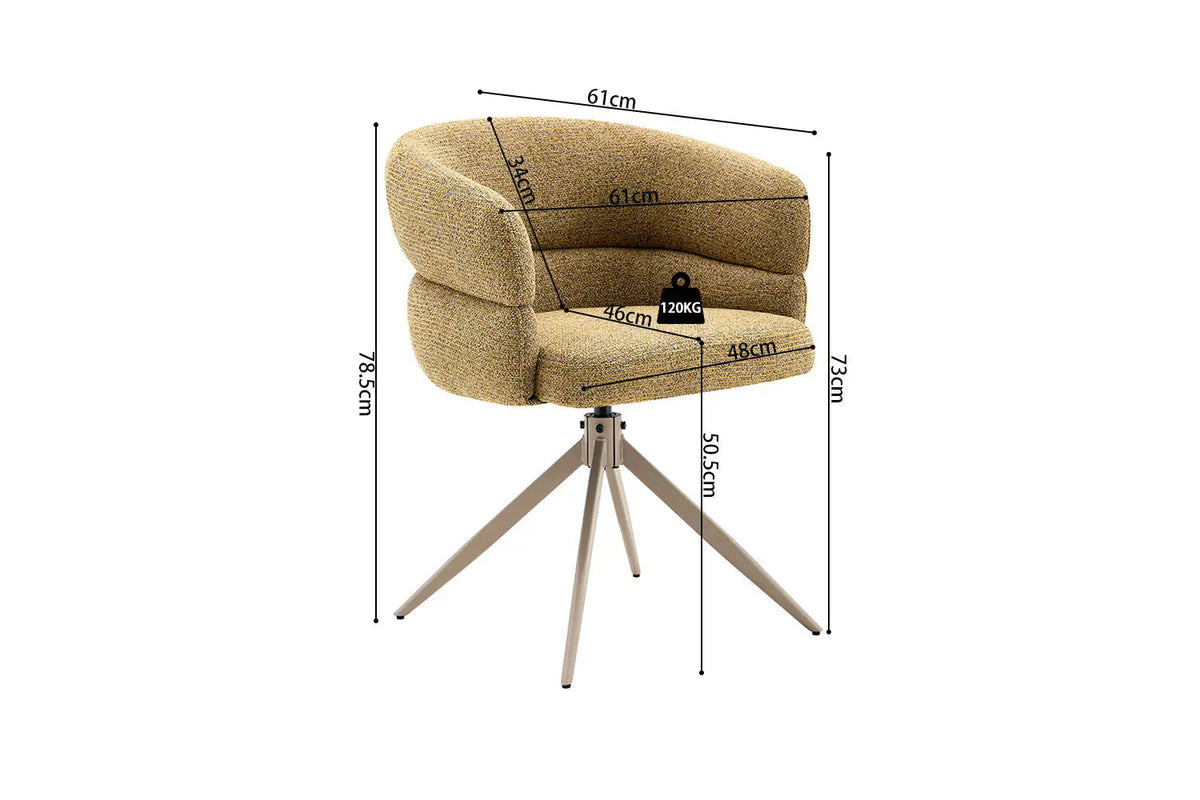 Chaise Pivotante avec Accoudoirs LEONY en Tissu - 61 x 61 cm