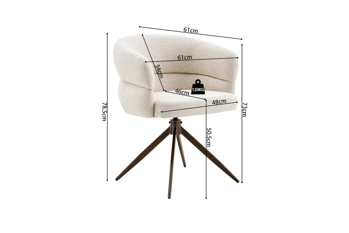 Chaise Pivotante avec Accoudoirs LEONY en Tissu - 61 x 61 cm