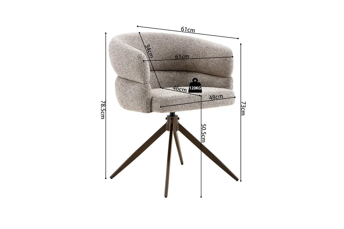Chaise Pivotante avec Accoudoirs LEONY en Tissu - 61 x 61 cm