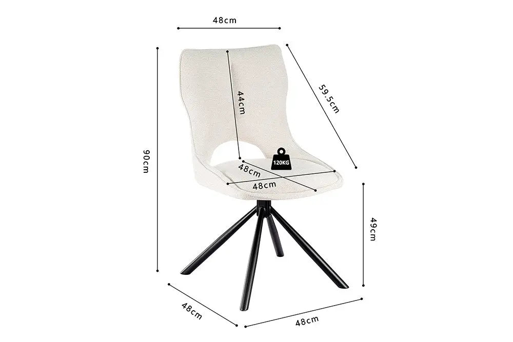Chaise Pivotante de Salle à Manger MORY en Tissu - 48 x 59.5 cm