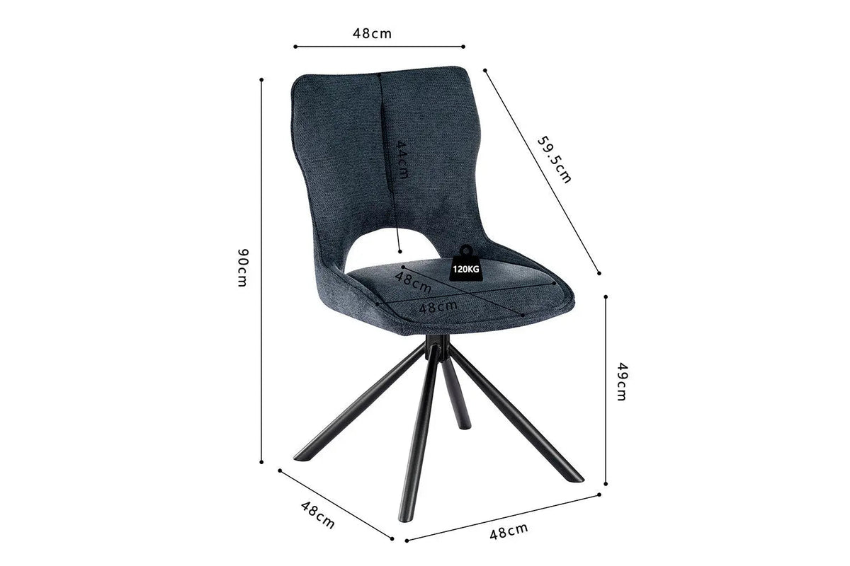 Chaise Pivotante de Salle à Manger MORY en Tissu - 48 x 59.5 cm