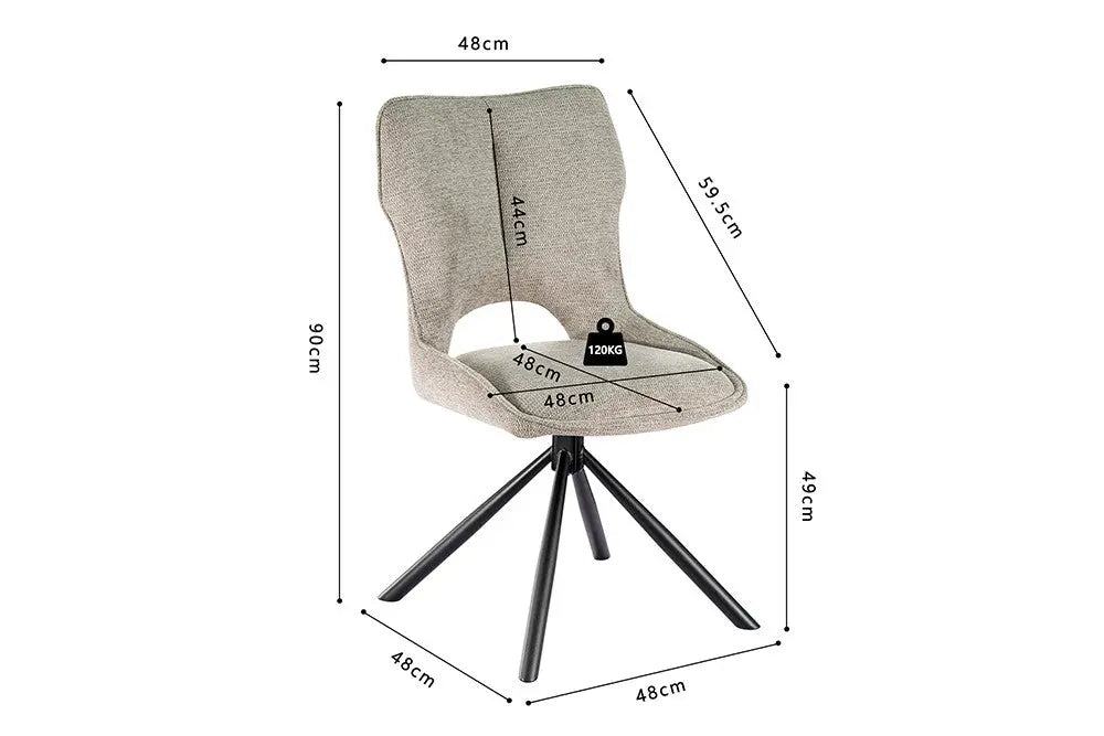 Chaise Pivotante de Salle à Manger MORY en Tissu - 48 x 59.5 cm