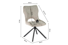 Chaise Pivotante de Salle à Manger MORY en Tissu - 48 x 59.5 cm