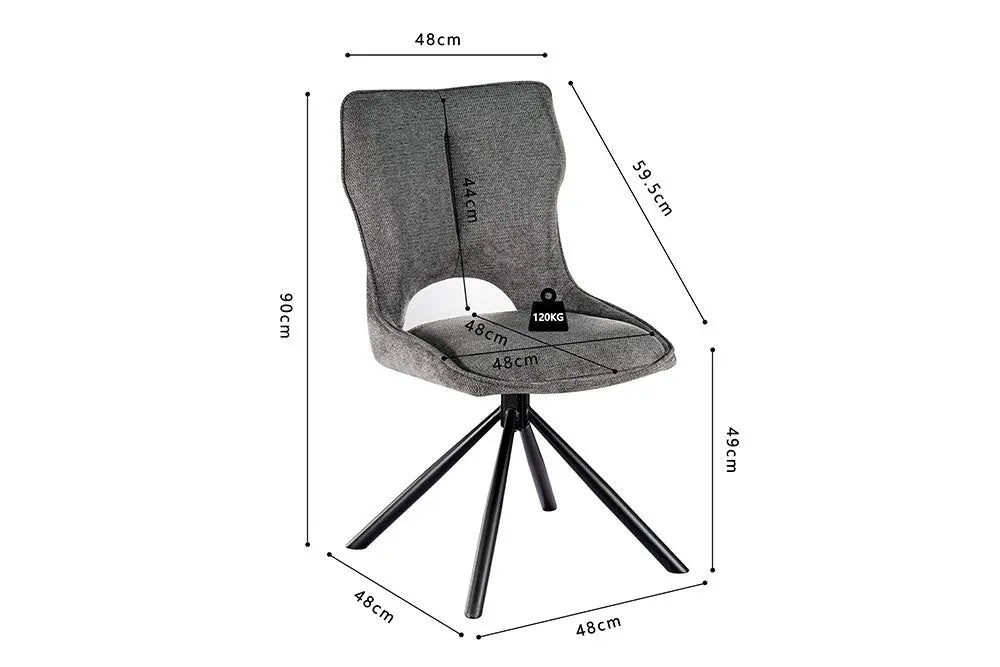Chaise Pivotante de Salle à Manger MORY en Tissu - 48 x 59.5 cm