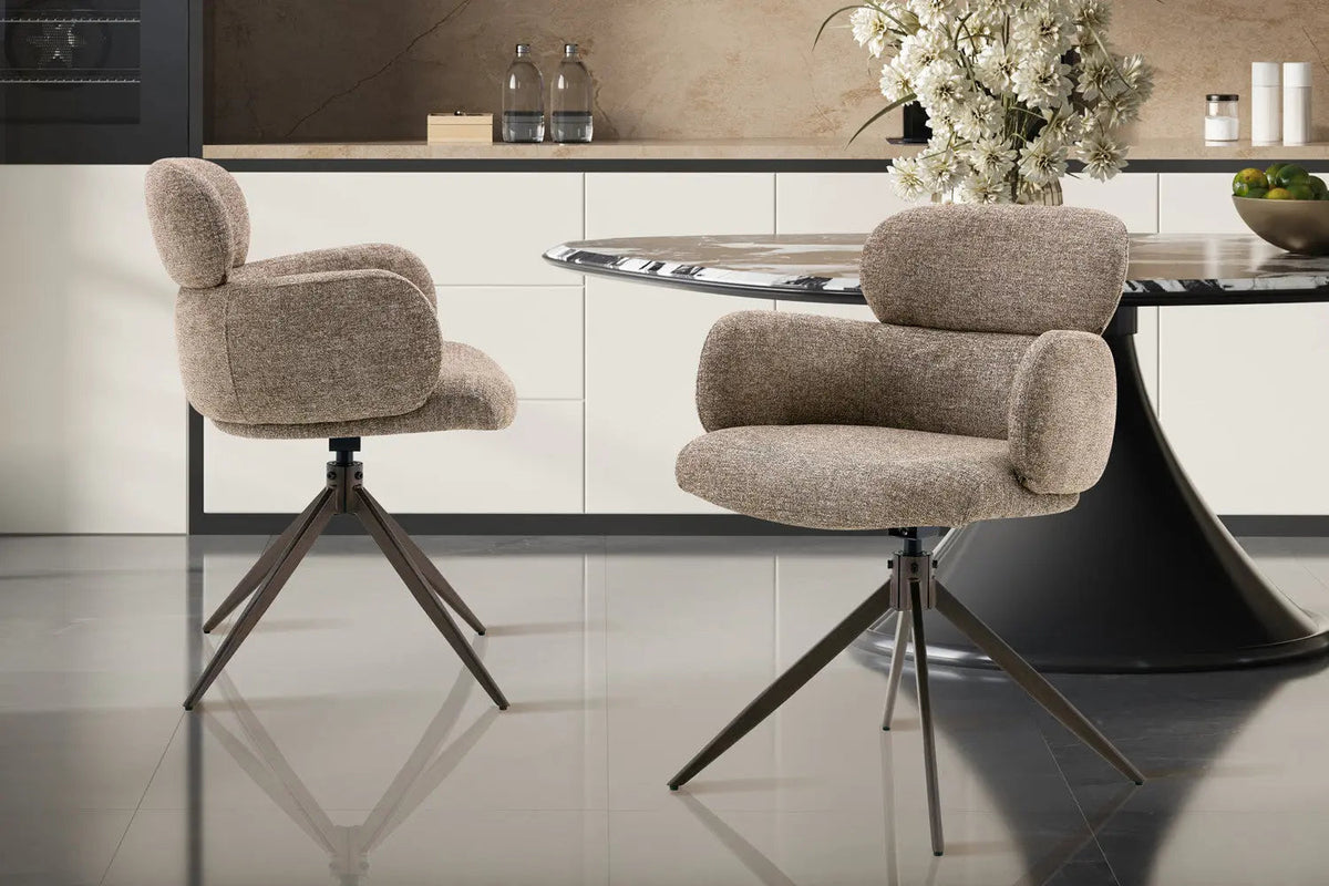 Chaise Pivotante de Salle à Manger ROXANA en Tissu - 59 x 58 cm