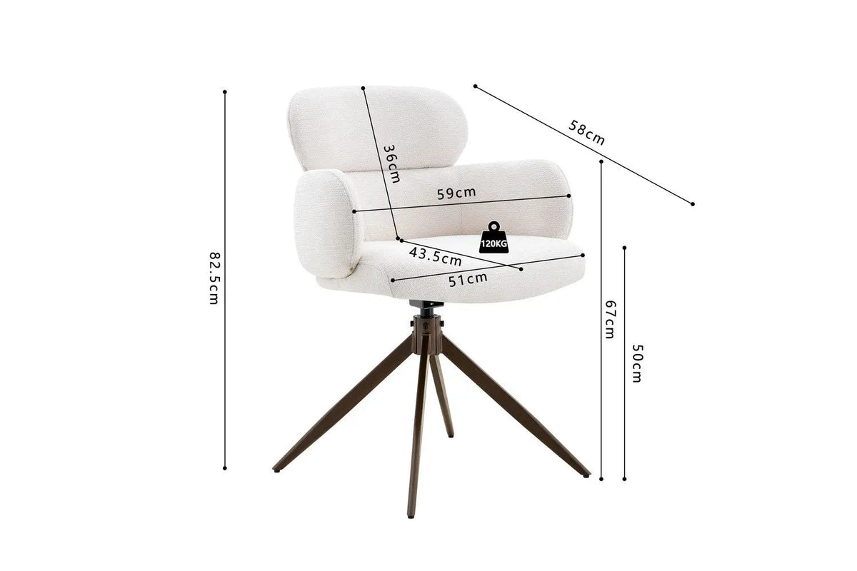 Chaise Pivotante de Salle à Manger ROXANA en Tissu - 59 x 58 cm