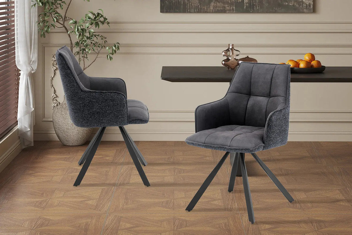 Chaise Pivotante de Salle à Manger SOLEN en Tissu - 55 x 62 cm