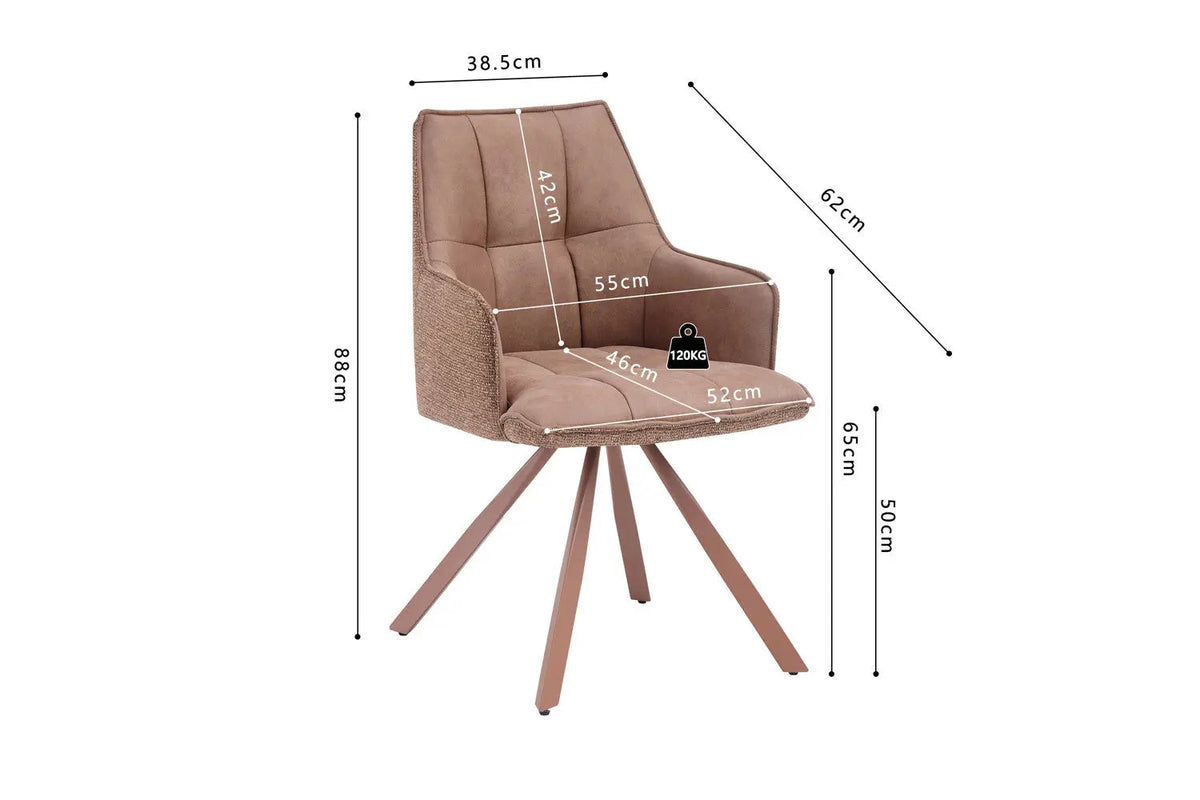 Chaise Pivotante de Salle à Manger SOLEN en Tissu - 55 x 62 cm