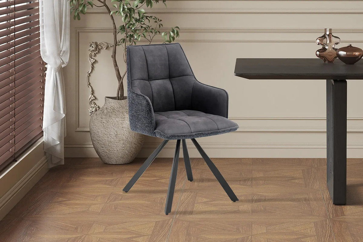 Chaise Pivotante de Salle à Manger SOLEN en Tissu - 55 x 62 cm