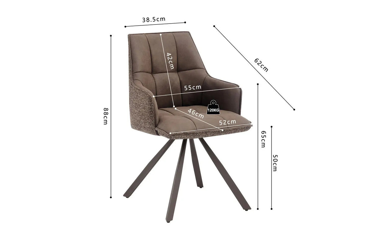 Chaise Pivotante de Salle à Manger SOLEN en Tissu - 55 x 62 cm