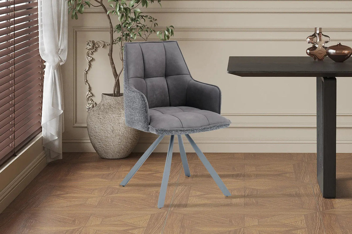 Chaise Pivotante de Salle à Manger SOLEN en Tissu - 55 x 62 cm