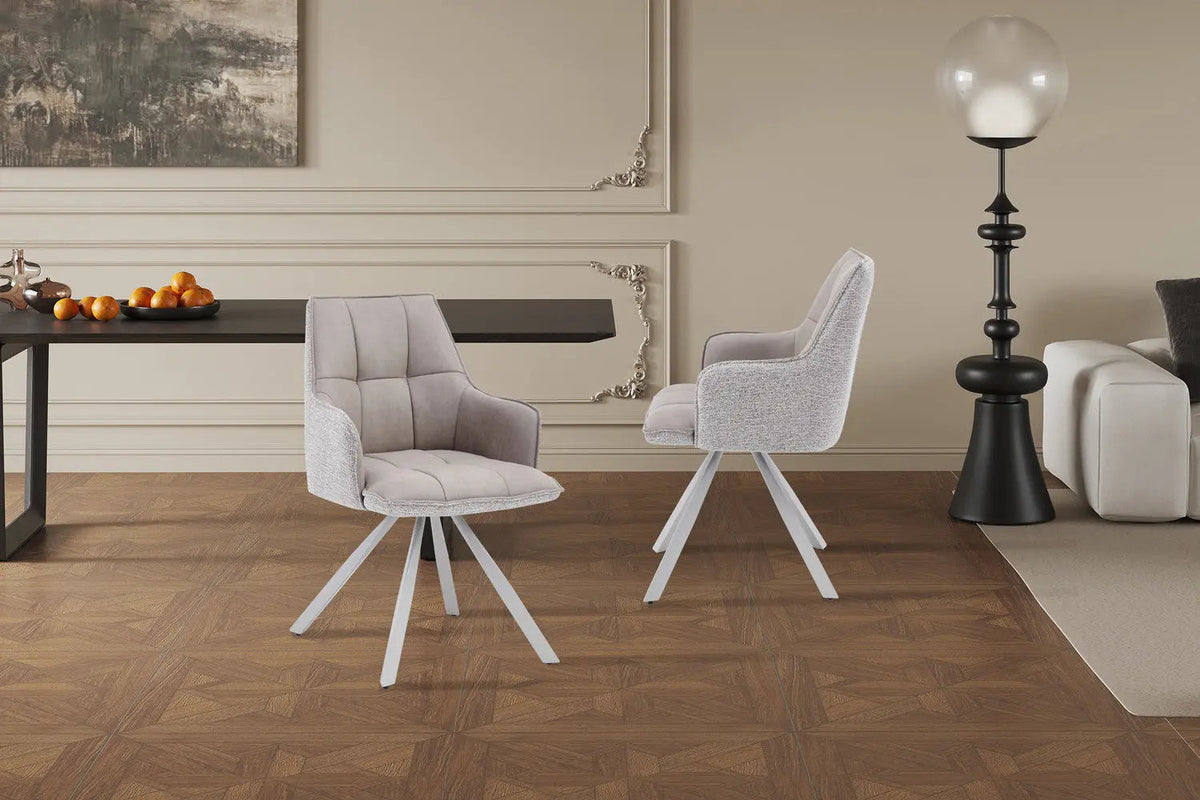 Chaise Pivotante de Salle à Manger SOLEN en Tissu - 55 x 62 cm