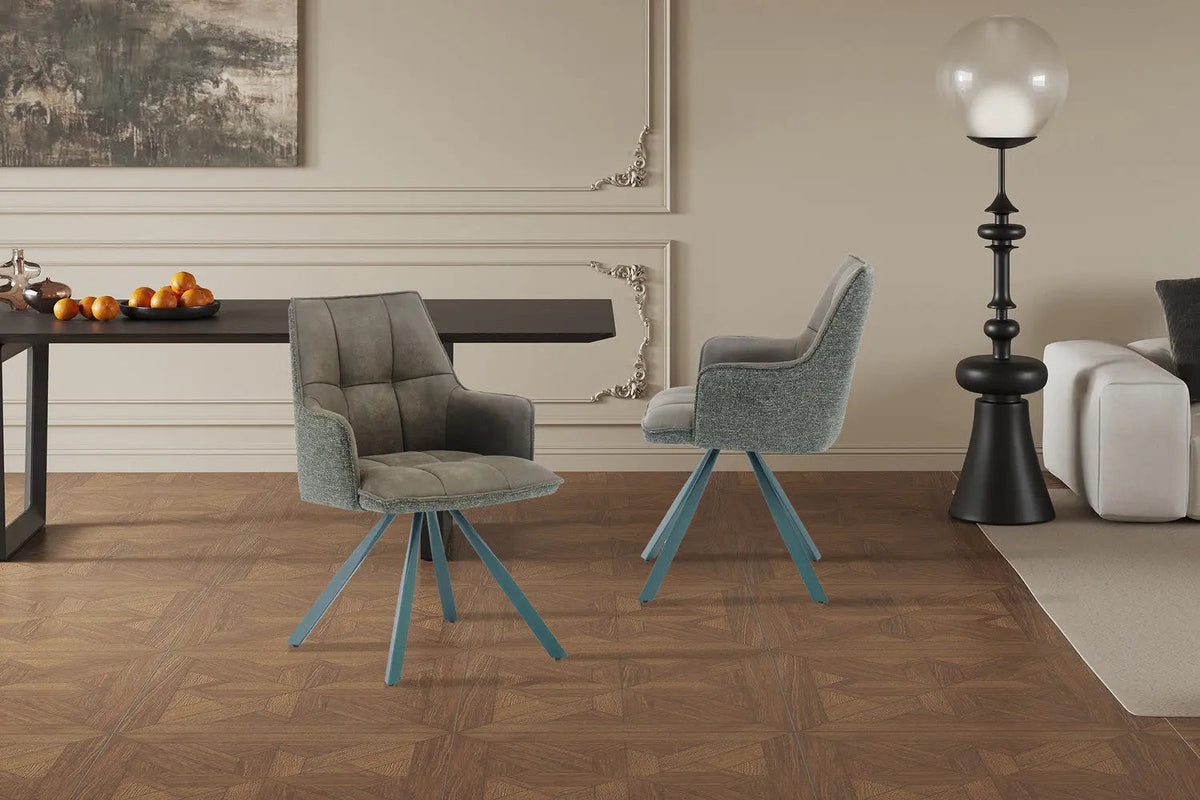 Chaise Pivotante de Salle à Manger SOLEN en Tissu - 55 x 62 cm