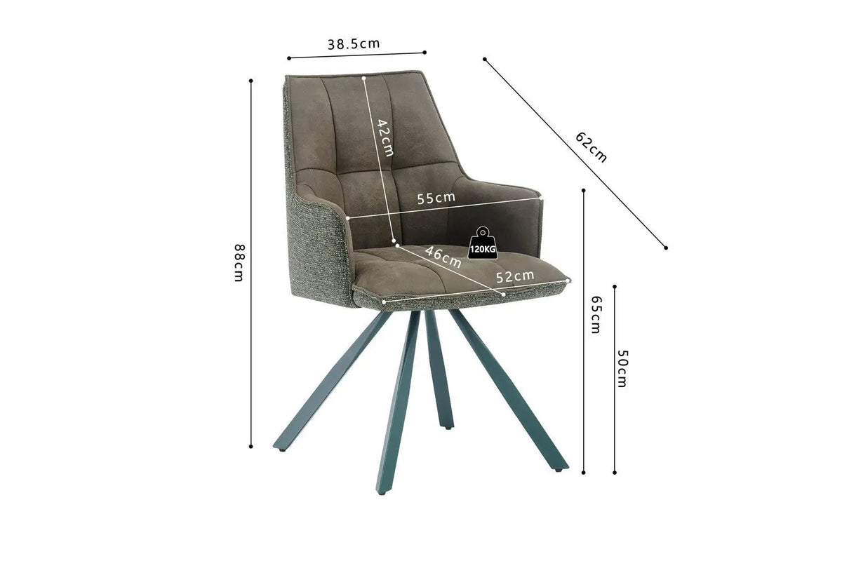 Chaise Pivotante de Salle à Manger SOLEN en Tissu - 55 x 62 cm