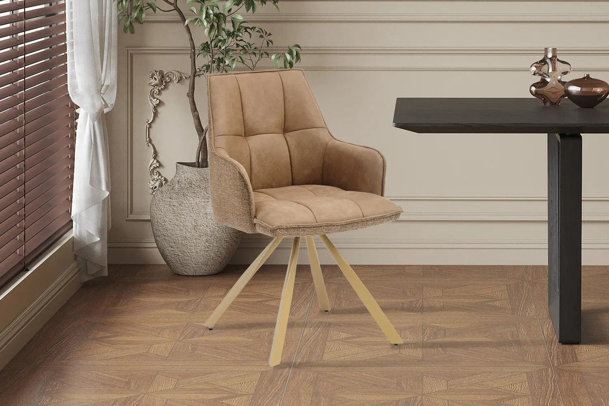 Chaise Pivotante de Salle à Manger SOLEN en Tissu - 55 x 62 cm