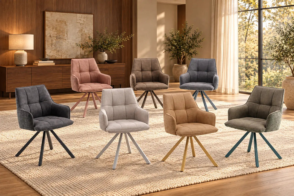 Chaise Pivotante de Salle à Manger SOLEN en Tissu - 55 x 62 cm