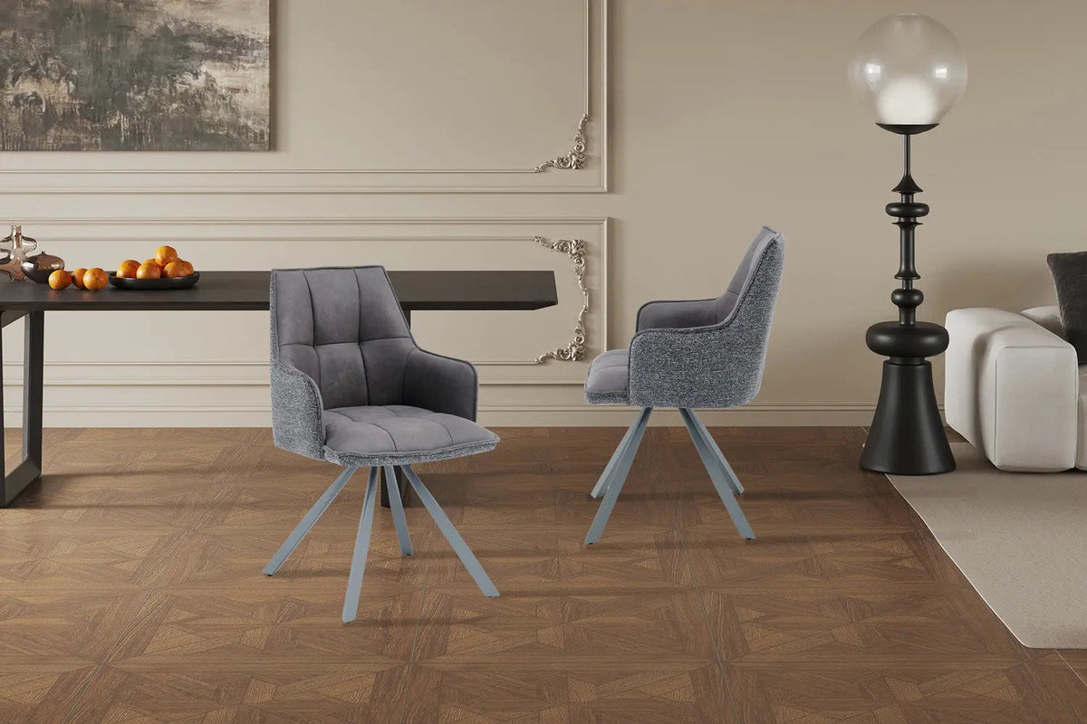 Chaise Pivotante de Salle à Manger SOLEN en Tissu - 55 x 62 cm